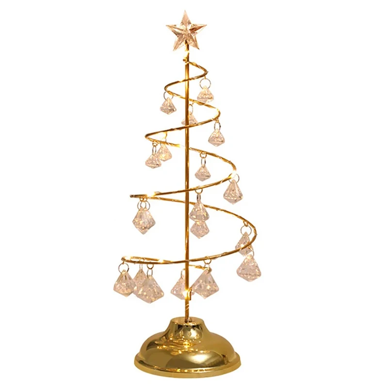 

LED Crystal Pendant Tree Light Christmas Tree Battery Operated Flower Desktop Tree Table Lamp Modern Decoration, Silver, Gold