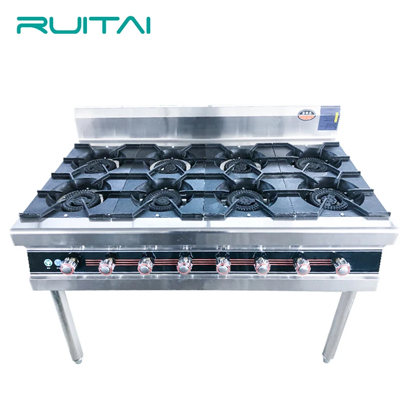 Hotel Restaurant Industrial Kitchen 201 Stainless Steel Gas Stove Commercial Gas Stove 8 Burner