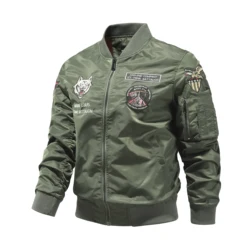 American retro MA1 pilot jacket, men's embroidered baseball jacket, spring and autumn oversized loose work cycling jacket trend