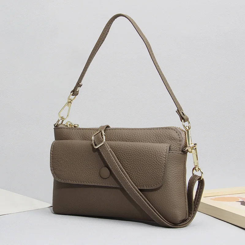 

Leather Phone Bag Women's Lightweight Small Crossbody Bags Cowhide Handbags Purses Fashionable Portable Handheld Shoulder Bag