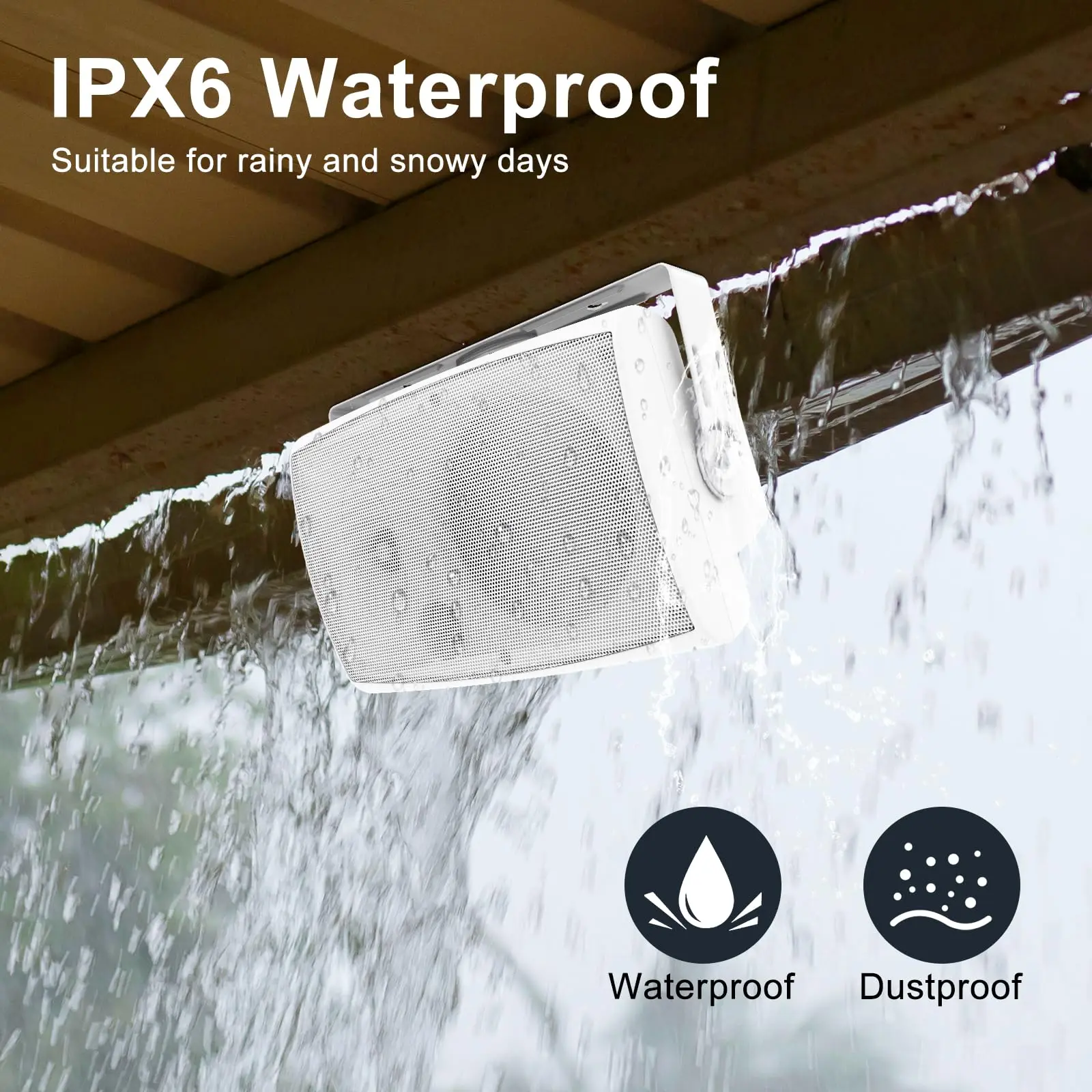 Herdio 6.5 Inch 400W Indoor Outdoor Bluetooth Speakers Waterproof Wired 2 Way Wall Mount with Powerful Bass All-Weather 4PCS