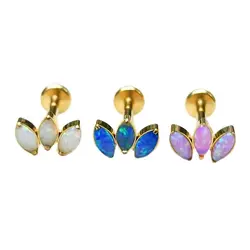 1PC 16G Implant Grade Titanium F136 Internal Thread Helix Tongue Tragus Piercing Crown Opal Gem Labret Ear Stud Body Jewelry Pi