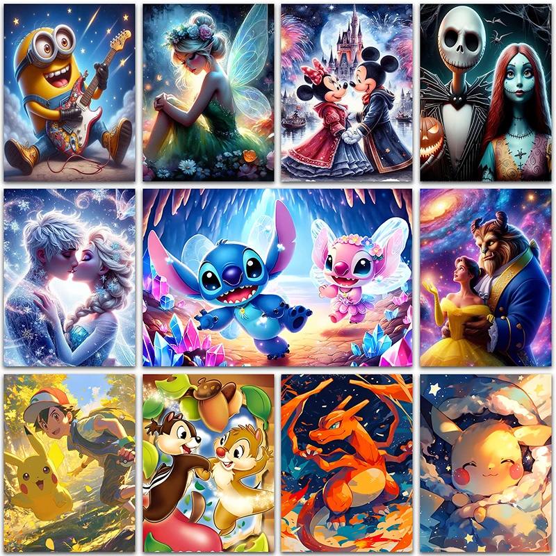 

Disney Pokemon Diamond Painting Pikachu Stitch Frozen The Lion King Home Decor Full Square&Round mosaic embroidery Cross stitch