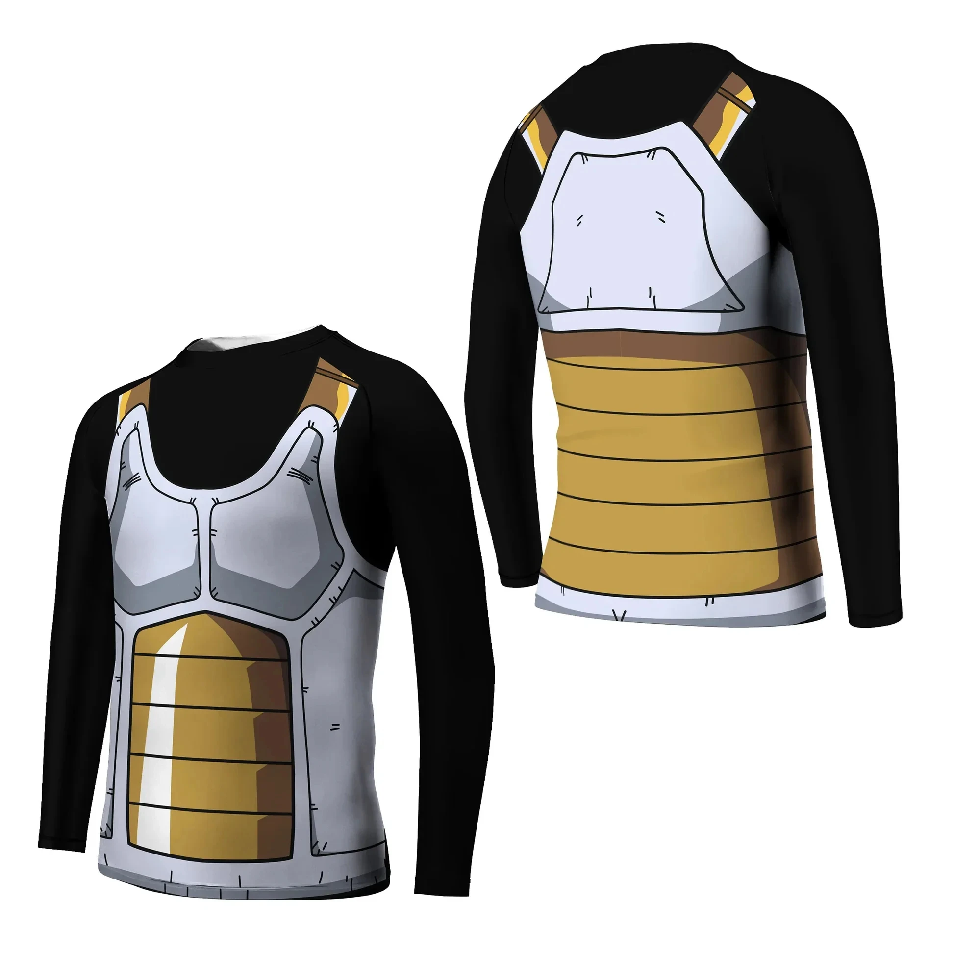 2026 Frühling Herbst Dragon Ball Saiyan Rüstung Langarm-T-Shirt, 3D-Druck Polyester Oversized Sport-T-Shirt für Herren Damen Kinder Y2k
