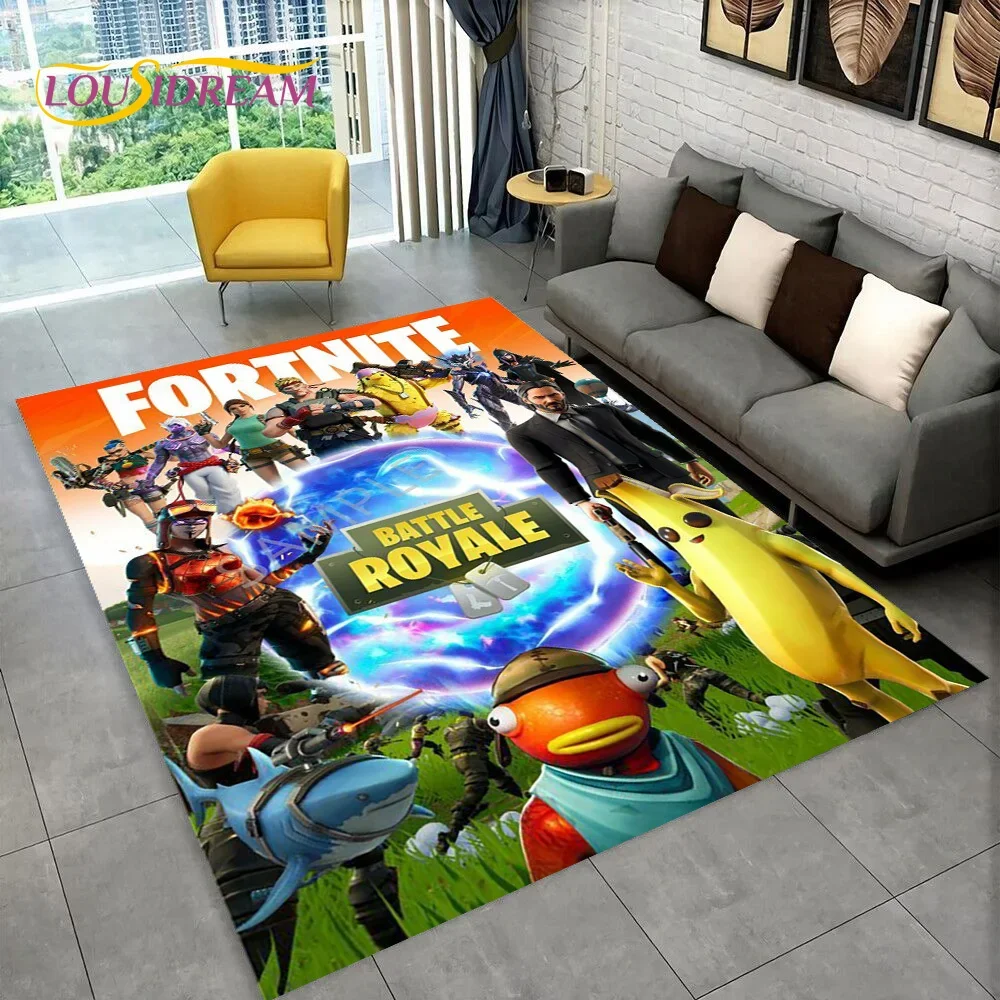 Cartoon Game 3D F-Fortnite HD Game Rug Carpet for Living Room Bedroom Home Decor,Floor Mat Non-slip for Sofa Doormat Gift Kids