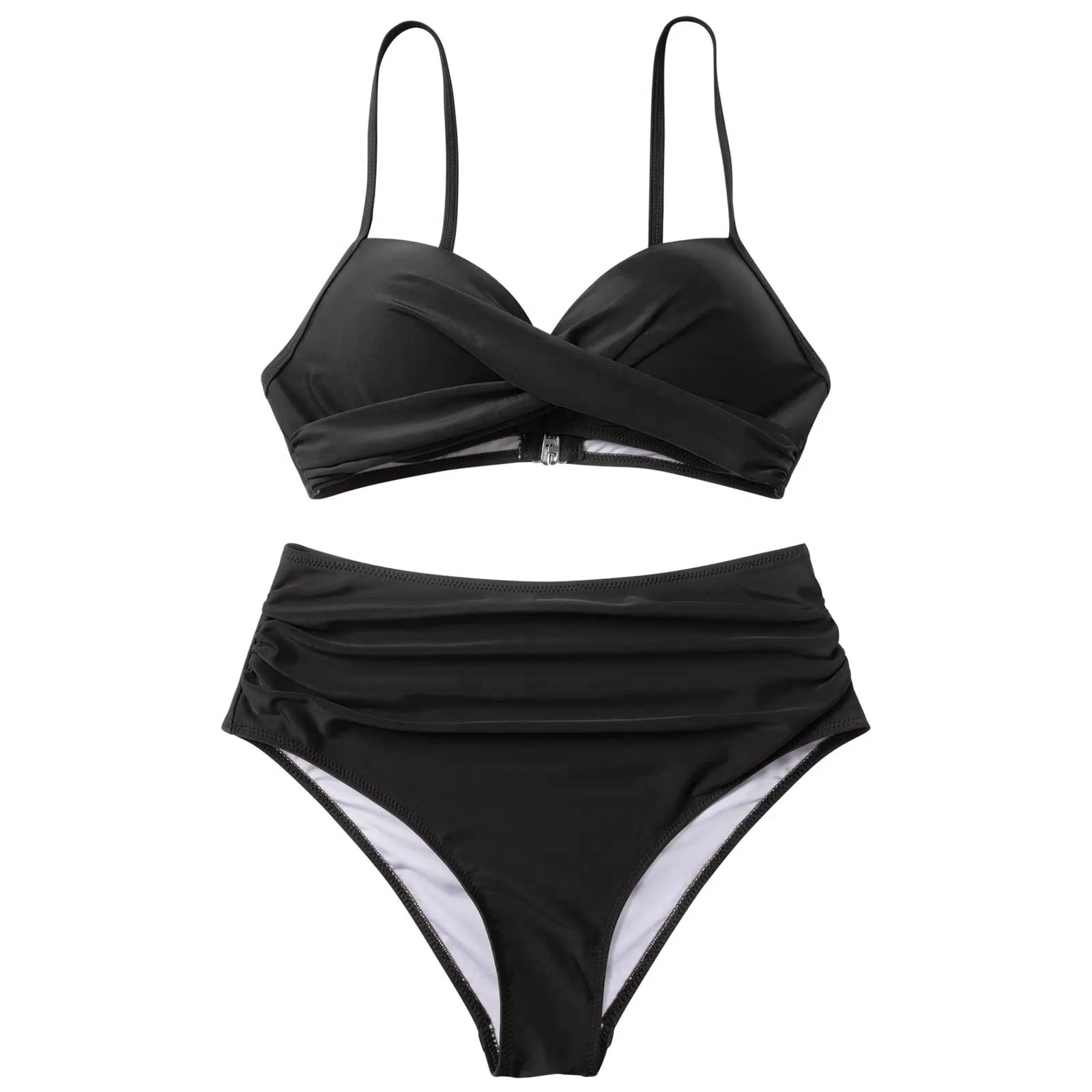 Bikini a vita alta 2025 Costume da bagno donna Costumi da bagno donna Costume da bagno imbottito Push Up Costume da bagno increspato Bikini donna