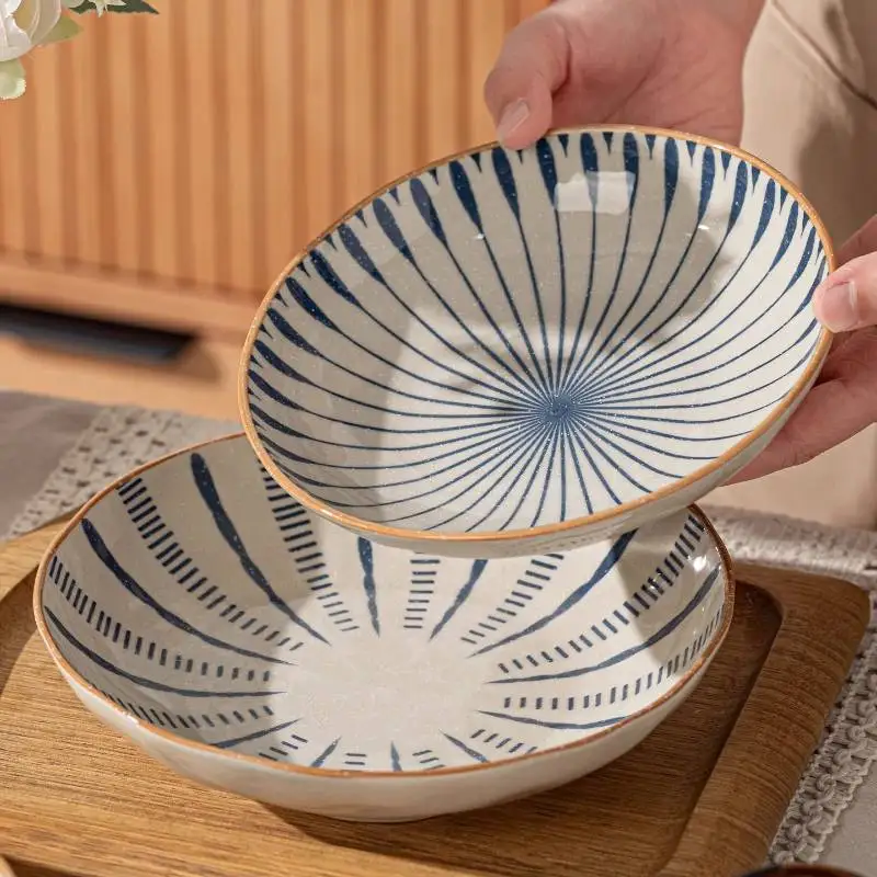 

Modern Blue Dinner Set Plates European Style Elegant Round Plates Dinner Sets Ceramic Designer Vaisselle Cuisine Kitchen Dishes