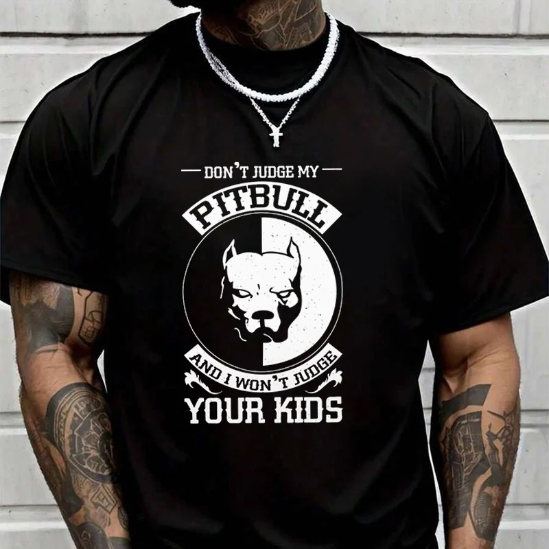 

Мужская футболка с принтом "Don't Judge My Pitbull", летняя повседневная футболка с короткими рукавами