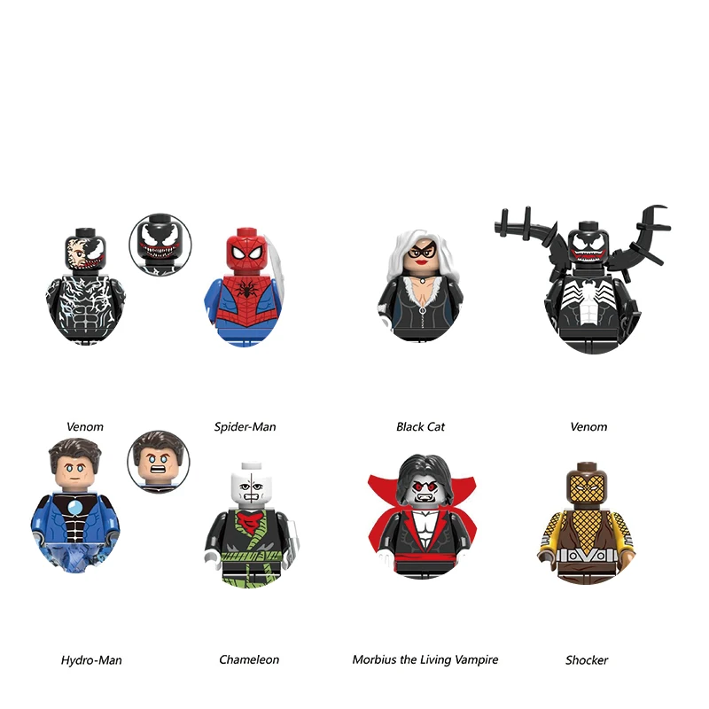 

Superhero series character Spider Man Deadly Guardian Venom Vampire Catwoman Mobius Chameleon assembly Building Blocks dolls toy