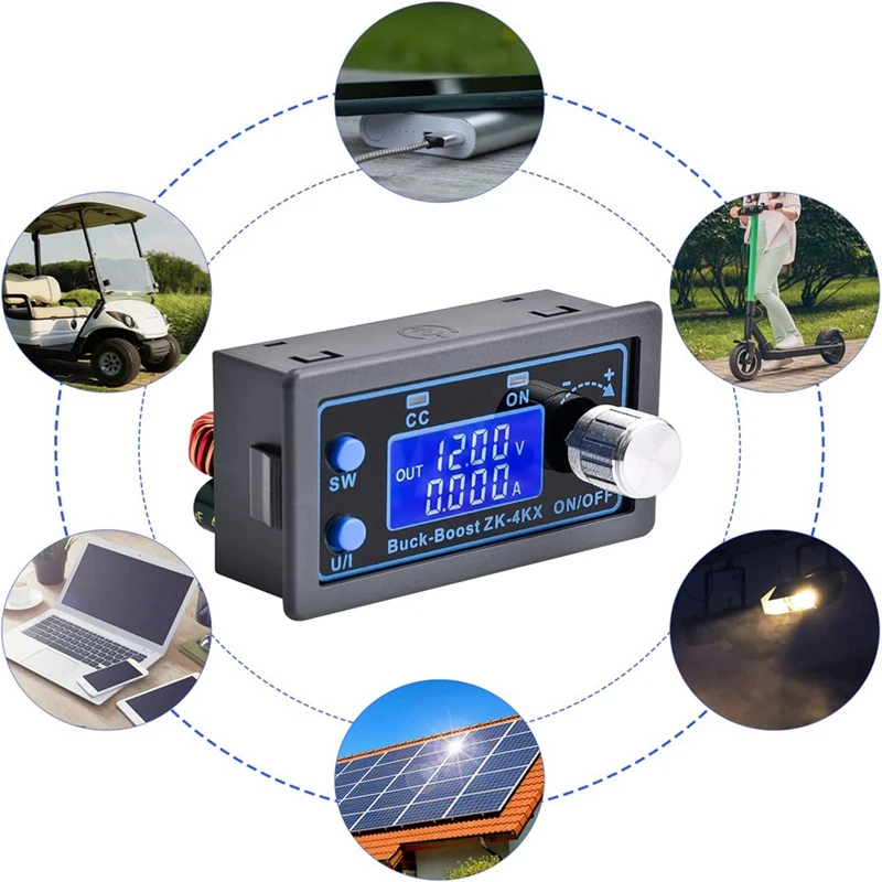 DC DC Buck Boost Converter Variable Voltage Regulator Parts CC CV 0.5-30V 4A 5V 6V 12V 24V Regulated Laboratory LCD Display