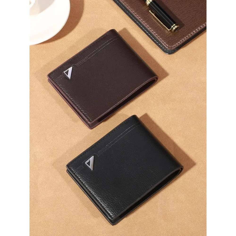 1pc Men\'s Wallet, Short Money Clip, Business Casual Horizontal PU Leather Clip, Fashion Large Capacity Soft Leather Wallet