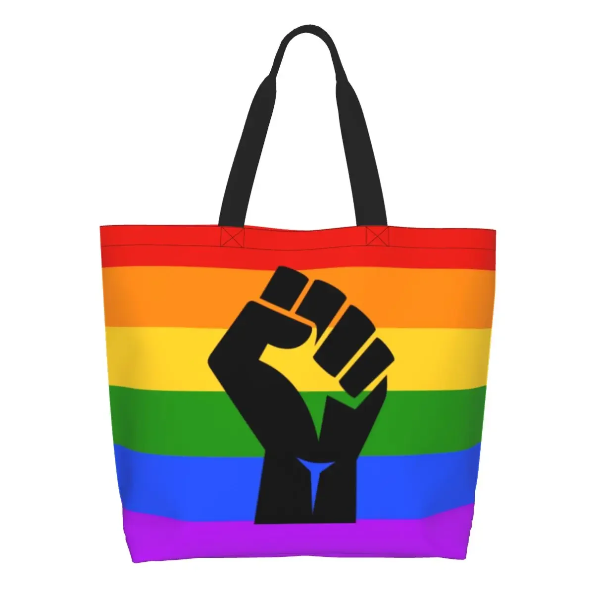 Cute Black Lives Matter BLM Pride Shopping Tote Bag Recycling LGBT Rainbow Groceries Canvas Shopper Shoulder Bag