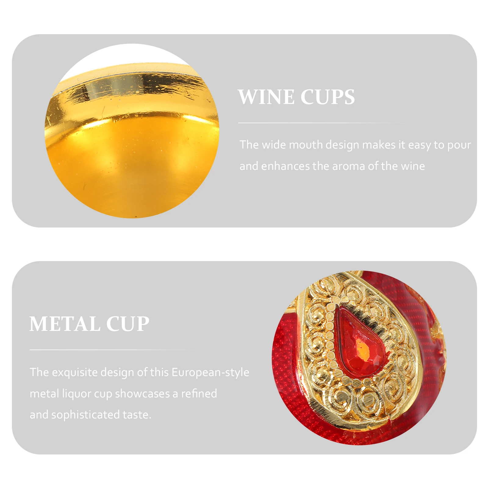 

1pc Vintage European Style Retro Metal Liquor Household Wine Cup Aluminum Alloy Reusable Drink Cup For Home Camping