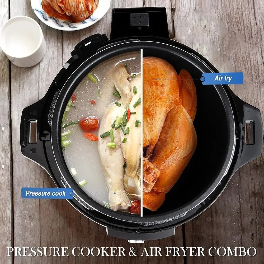 Pressure Cooker & Air Fryer Combo with Pressure Lid and Air-Fry Lid - 7-in-1 cooking Modes, Easy Read LCD Display, 27 Presets Pr