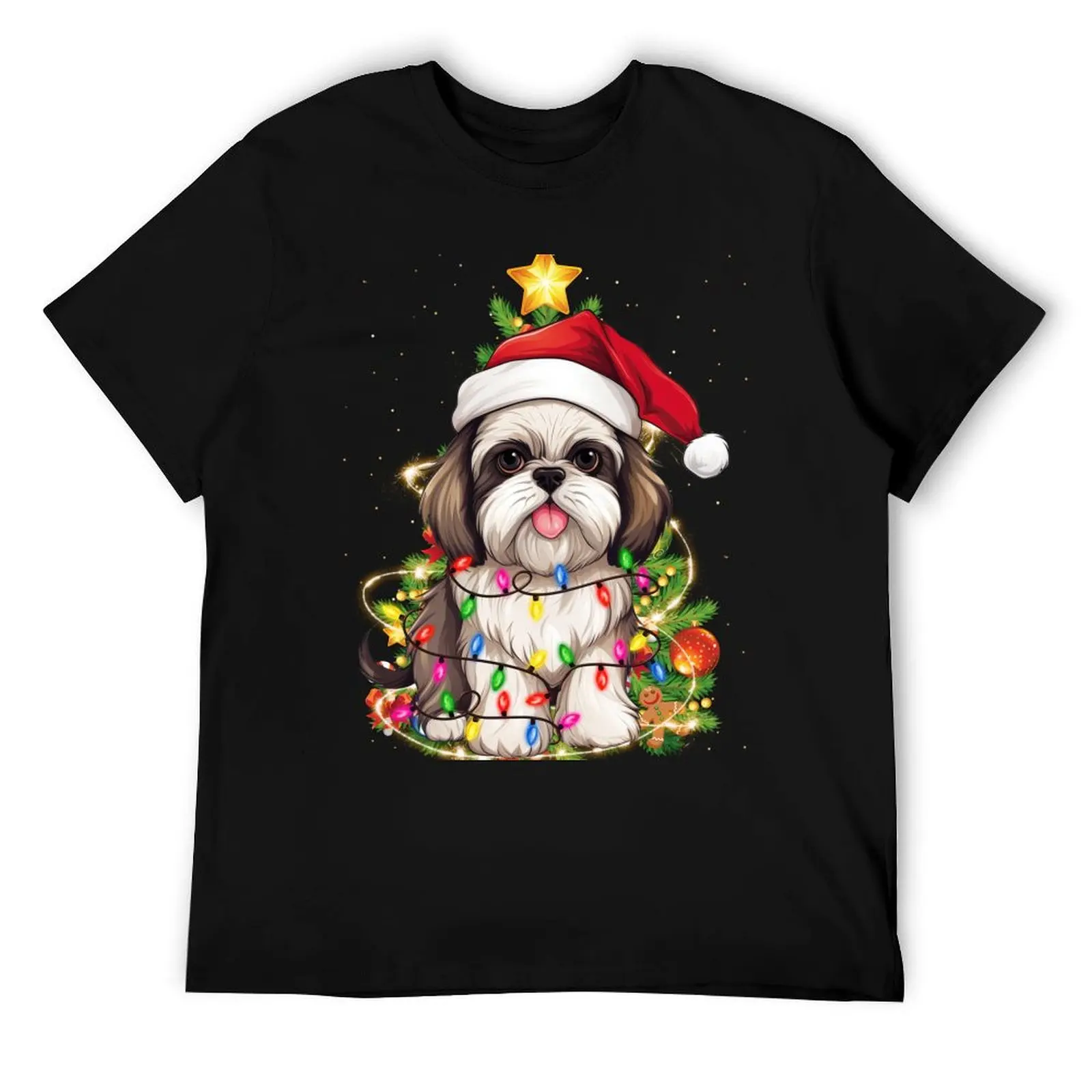 

Funny Shih Tzu Christmas Tree Lights T-Shirt t shirt man luxury man t shirt heavy cotton essential t shirt T-Shirt