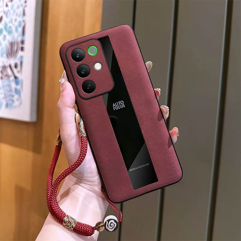 For Realme C85 4G 5G Case Luxury Leather Matte Lanyard Phone Cover for Realme C85 Pro Simple Shockproof Bumper RealmeC85 Funda