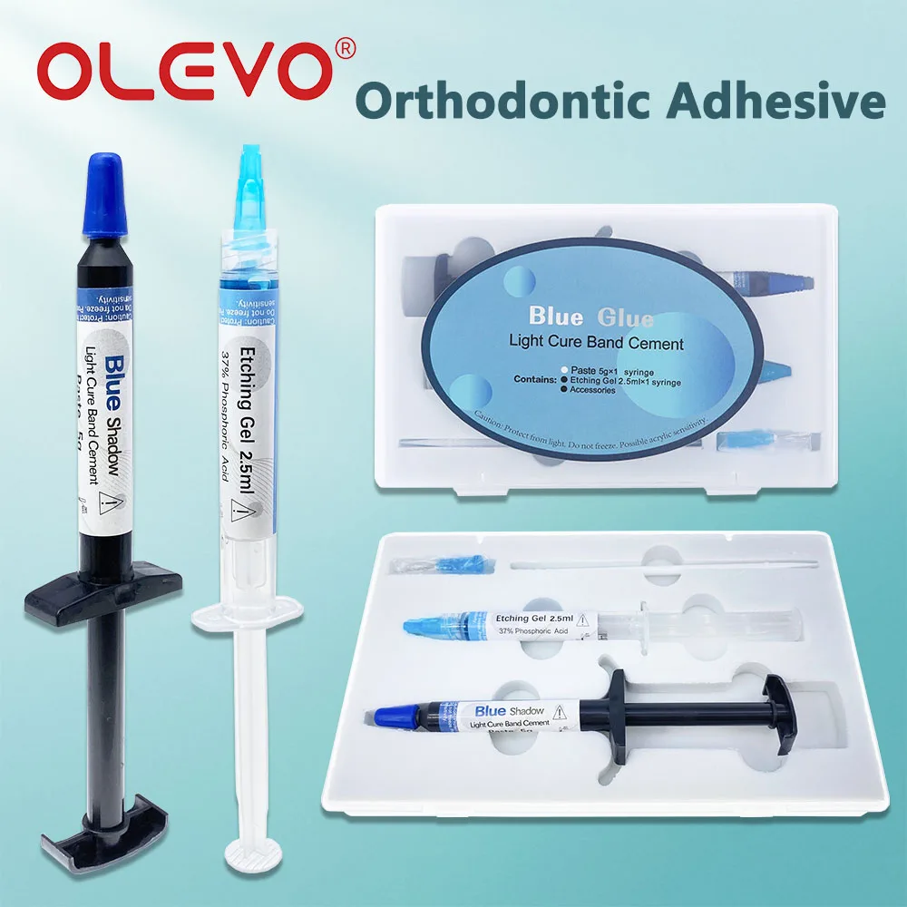 

Набор клея для зубных брекетов, паста, грунтовка, гель для травления, синий свет, смола для системы прямого склеивания, кронштейнов, украшения трубок