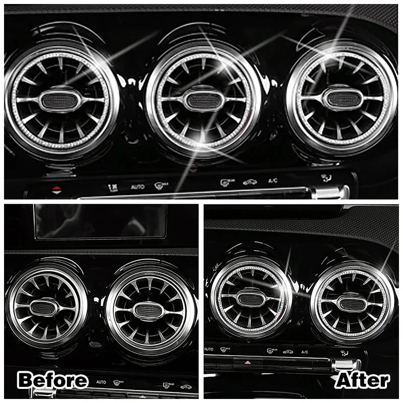 For Mercedes Benz CLA Class CLA180 CLA200 CLA220 2020 2021 Central Control Air Conditioner AC Vent Outlet Crystal Trim Ring
