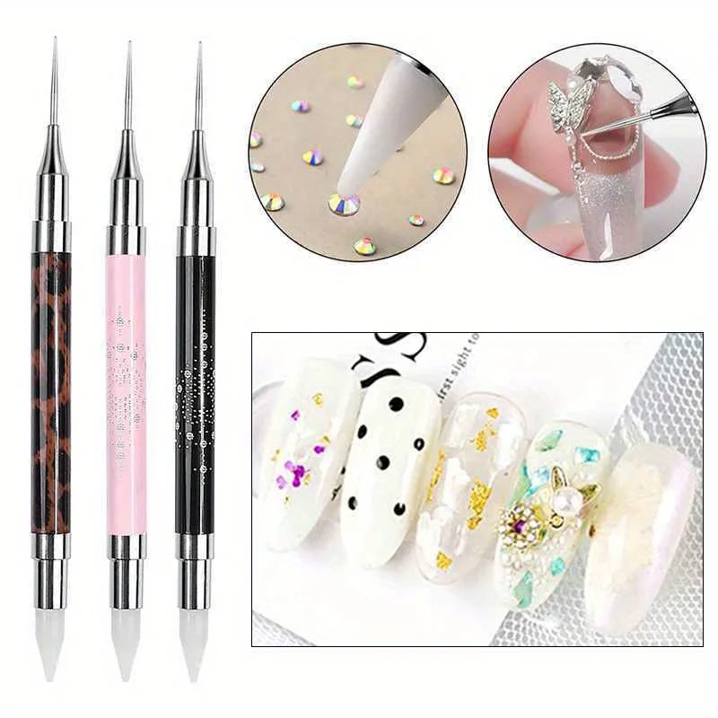 Nail Art Dotting Pen Double End Painting DIY Brush Rhinestone Handle Diamond Picker Manicure Dotting Tool Nail Accessories