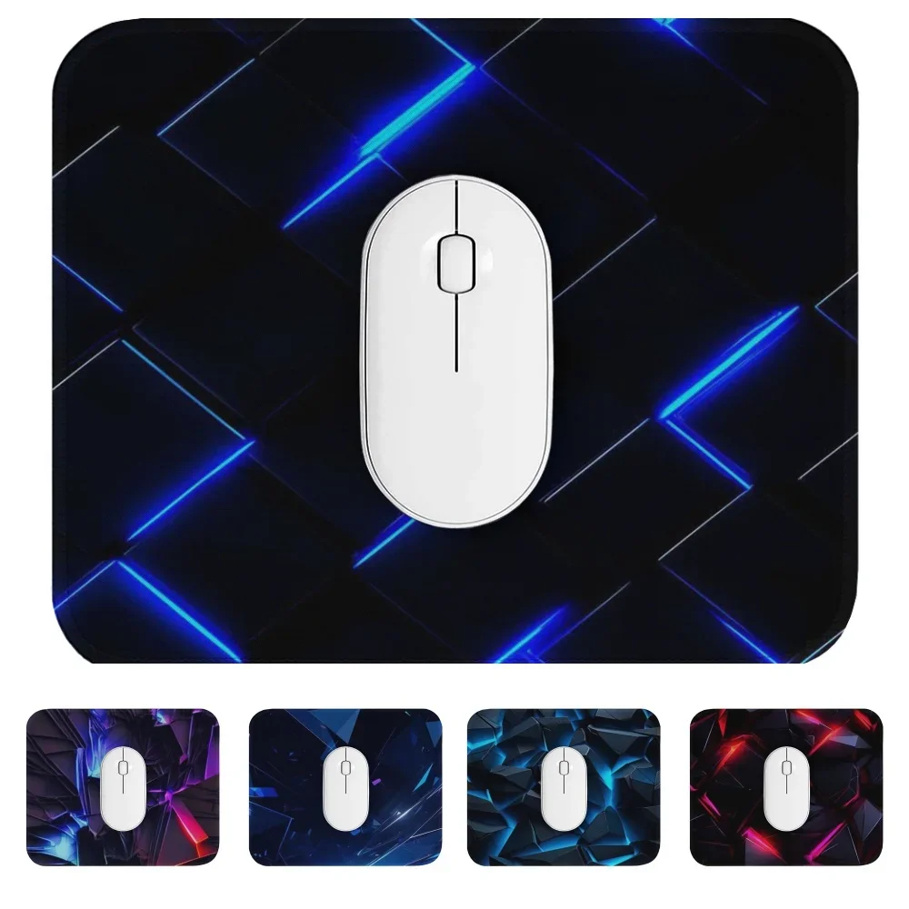 Cool Cyberpunk Crystal Texture Mouse Pad, Square Non-slip Mouse Mat, Modern Neon Light Pattern Desk Pad for Gaming & Office