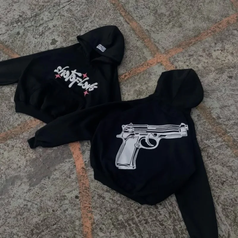 

Street Hip-hop Casual Loose Cotton Hoodie Men American Retro Y2K Harajuku Fashion Versatile Oversized Sweatshirt Women