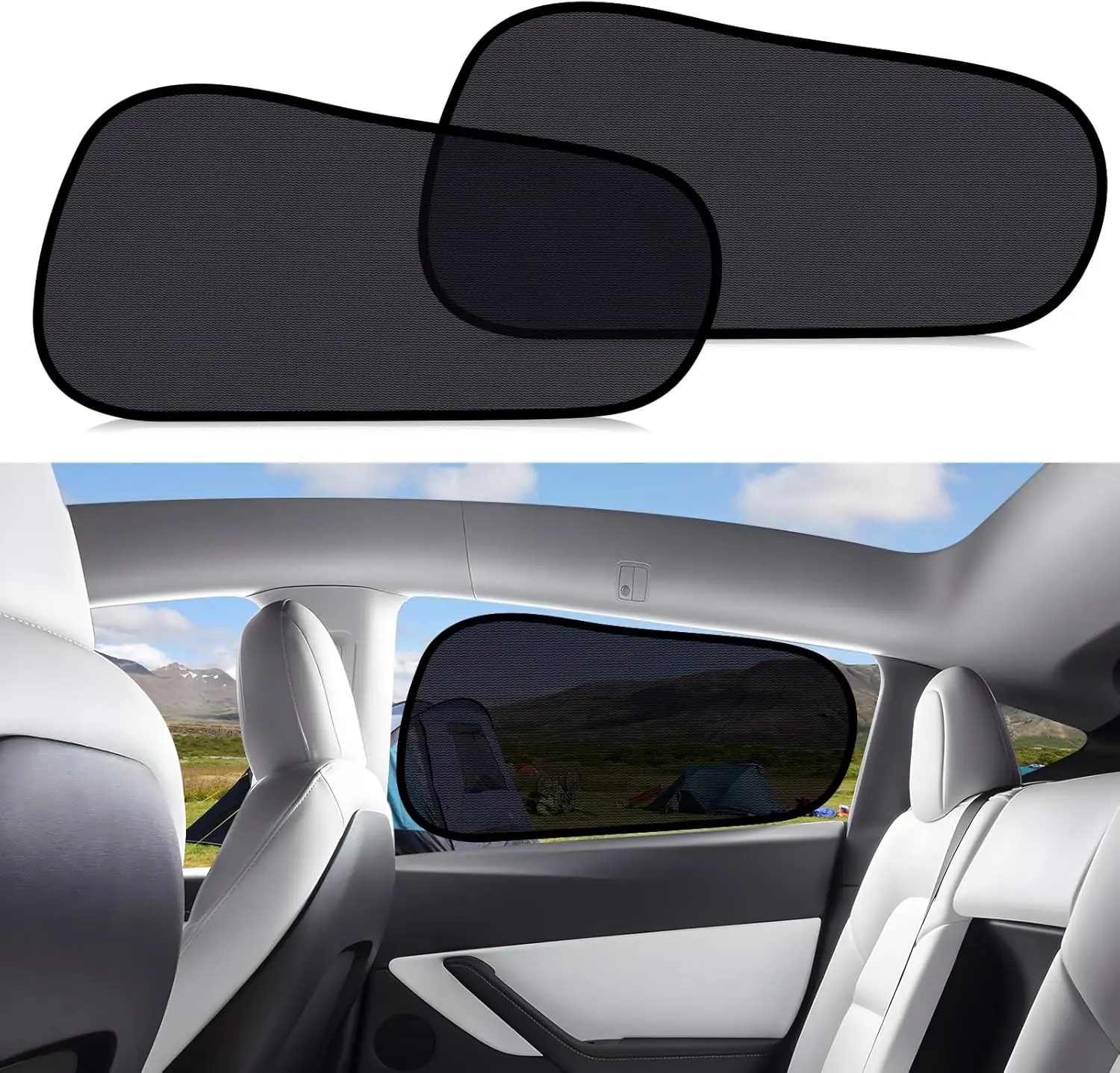 

Car Window Shades for Tesla Model Y - Sun Shade Semi-Transparent Rear Window, Car Window Shade for Baby with UV Protection & Pri