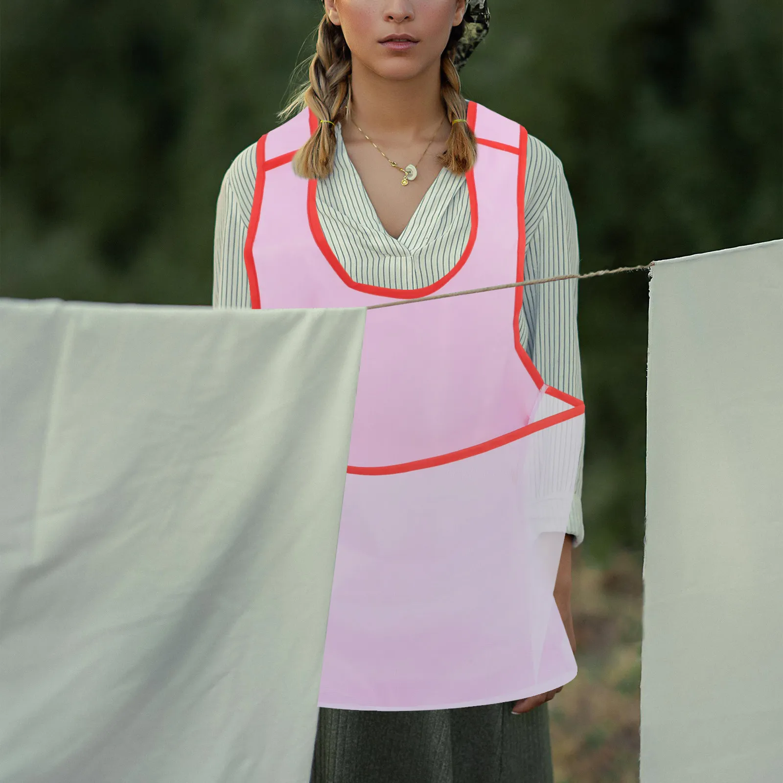 

Drying Apron with Pouch Sleeveless Laundry Apron Waterproof Clothes Drying Tool for Balcony Wall Hanging Minimalist Design