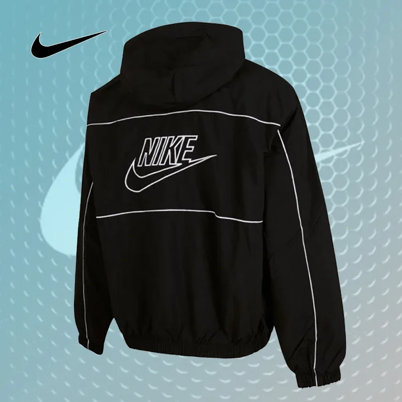 Nike Men Women Unisex Thin Woven Hooded Jacket, Autumn Winter Trendy Long Sleeve Casual Outerwear HJ2013-010
