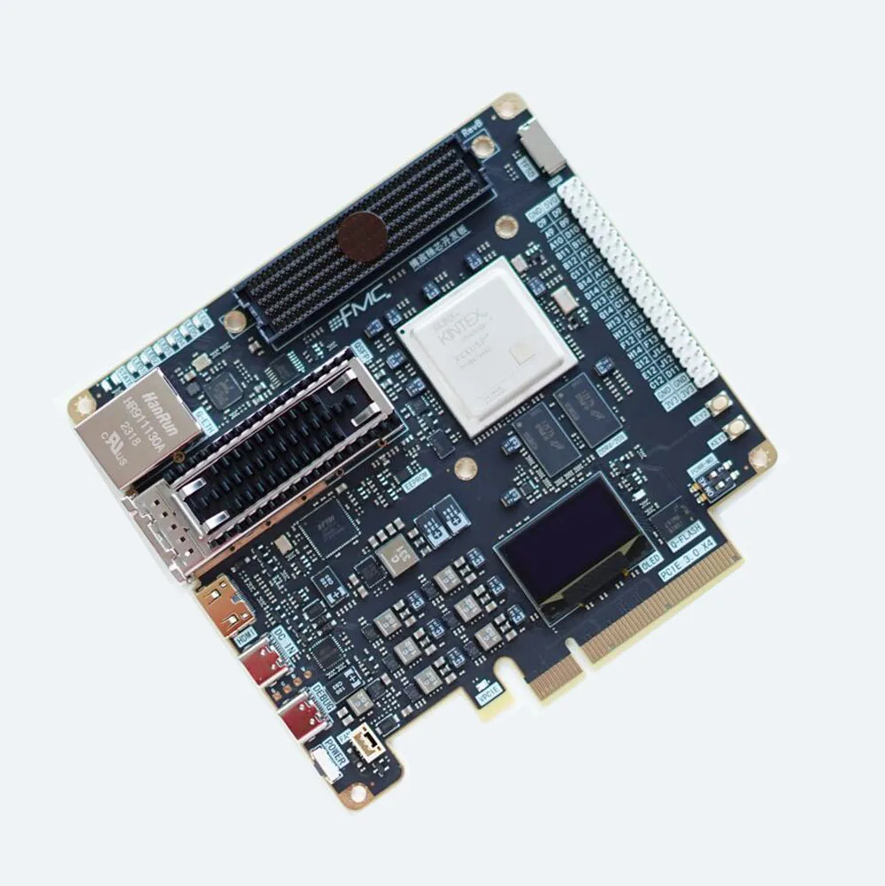 FPGA PCIe Development Board Xilinx Kintex ultrascale+ XCKU5P with DDR4 PCIe3.0x4 100G optical QSFP28 FMC HPC Interface HDMI-comp