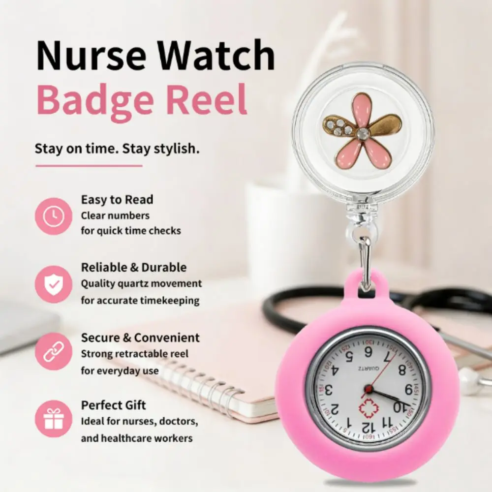 Retractable Badge Reel Retractable Nurse Watch Anti-Lost Decorative Pendant Fob Watch Practical Retractable Pocket Watch Nurses