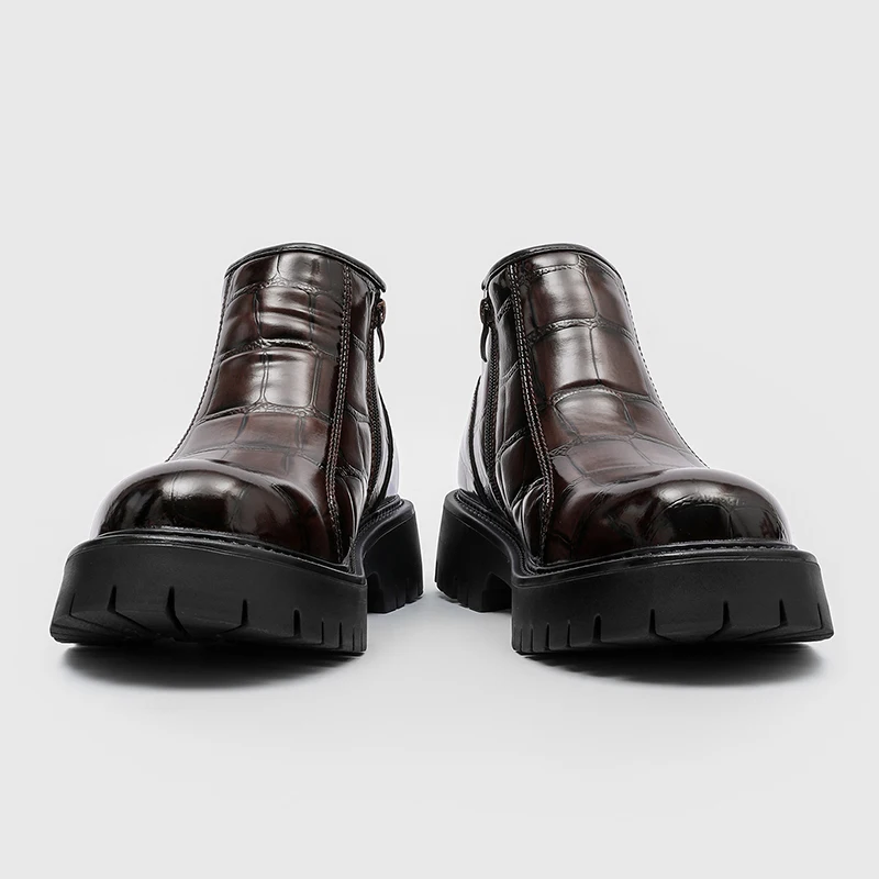 

European American Autumn Winter New Men High Top Boots Retro Simple Height Increasing Anti Slip Business Casual Fashion Boots