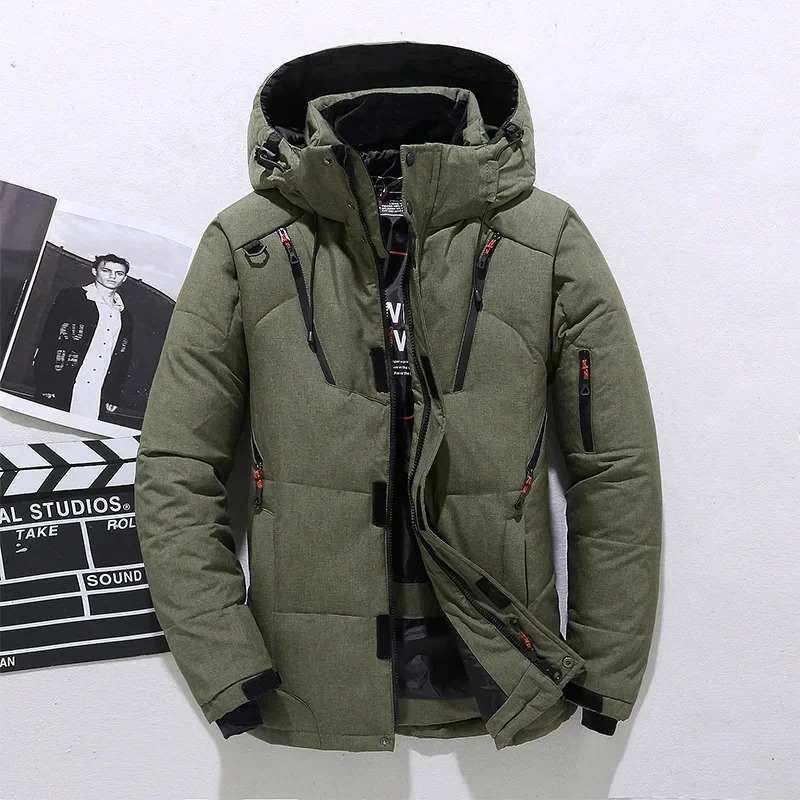 New Winter Coat Men's Down Jacket Men's White Duck Down Jacket Hooded Outdoor Thick Warm Mat Snow Coat Oversized M-4XL  Jacket