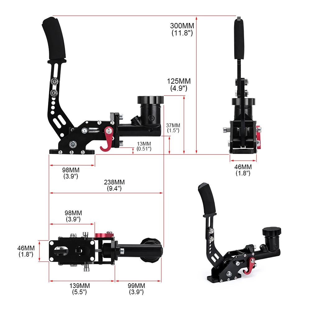 LIZHI Racing Hydraulic Drift Handbrake Gear Lever With Oil Tank Hydro E-Brake Rally 0.75Bar 3/8-24 Parking Adjustable Brake