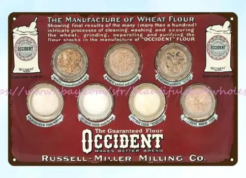 home decor man cave Russell-Miller Milling Co Occident Flour metal tin sign