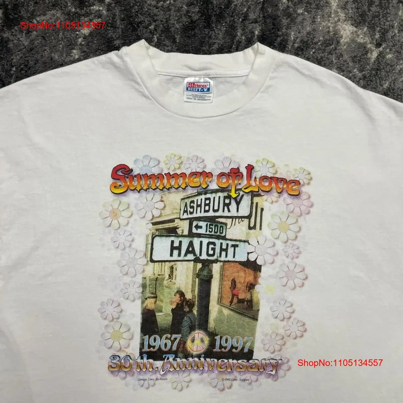 Vintage Haight Ashbury T Shirt Mens XXL 90s Hippie Art Flower Power Gene Anthony vintage lavado gráfico ligeiramente moda