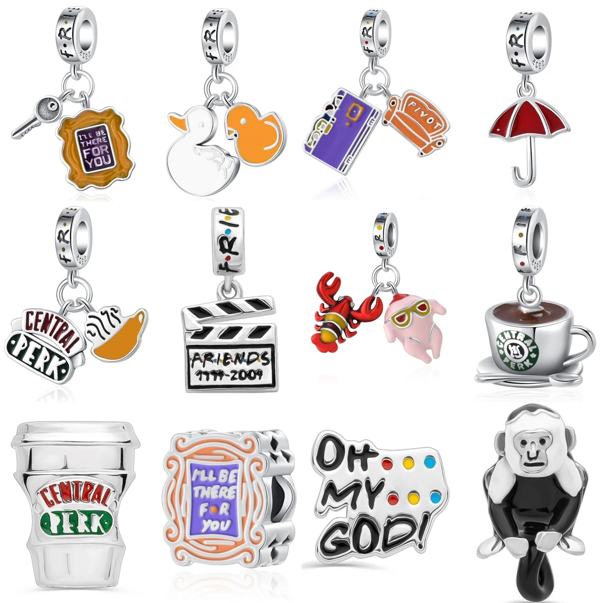 جديد 925 فضة "الأصدقاء" سلسلة الطرفية القهوة تركيا خرزة ساحرة ملائمة سوار الأصلي لتقوم بها بنفسك مجوهرات اكسسوارات