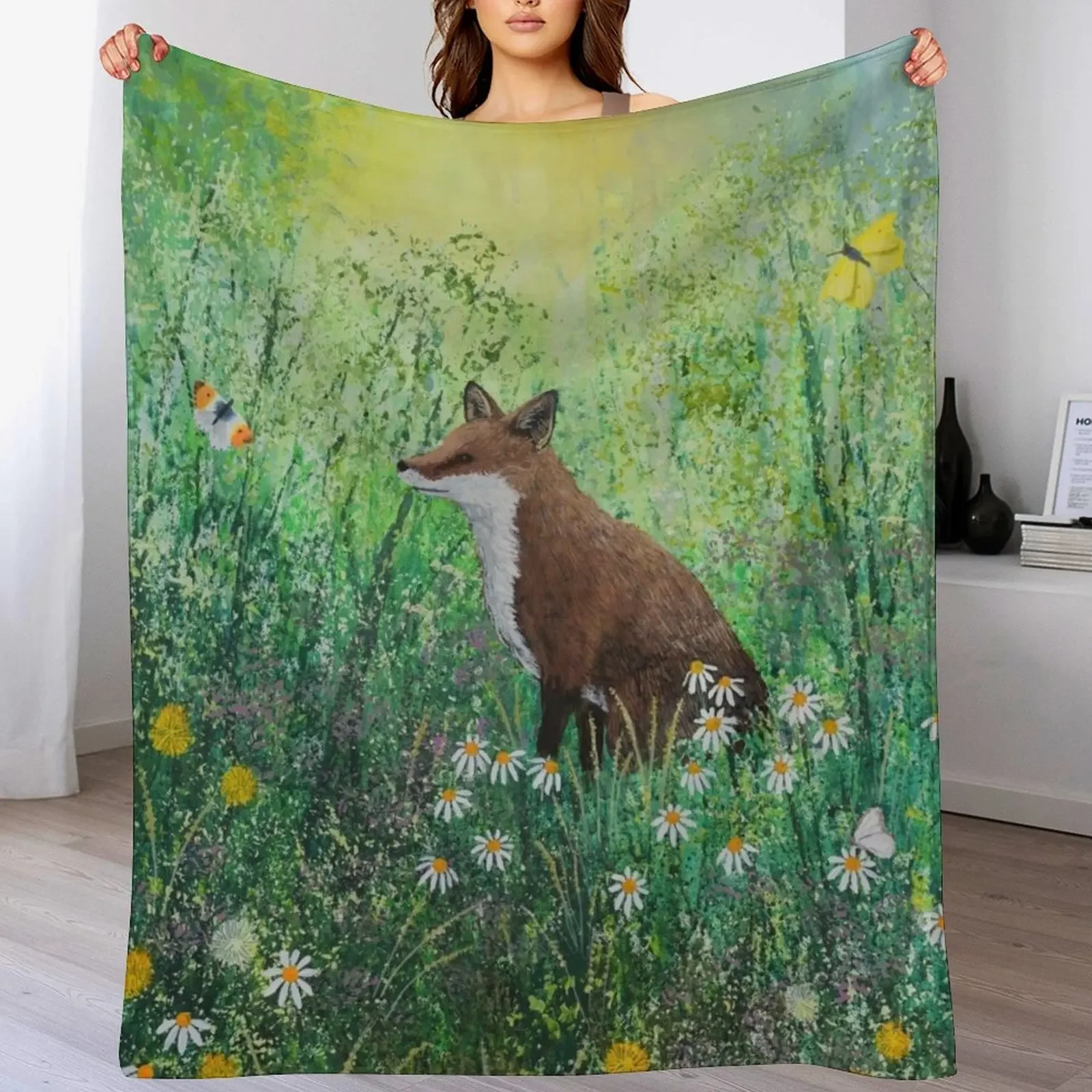 

Sitting in the Morning Sun Throw Blanket Decoratives Sofas Comforter Soft Beds Blankets