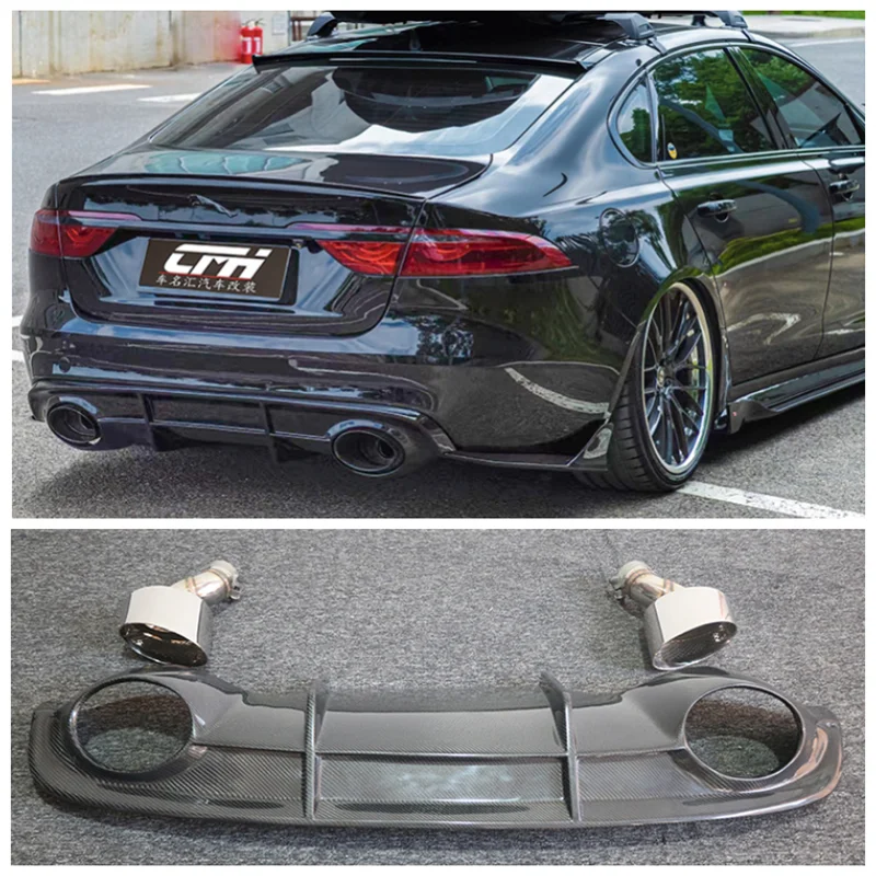 

For Jaguar XF 2016 2017 2018 2019 2020 High Quality Carbon Fiber Rear Trunk Diffuser Bumper Exhaust Lip Spoiler Splitters Cover