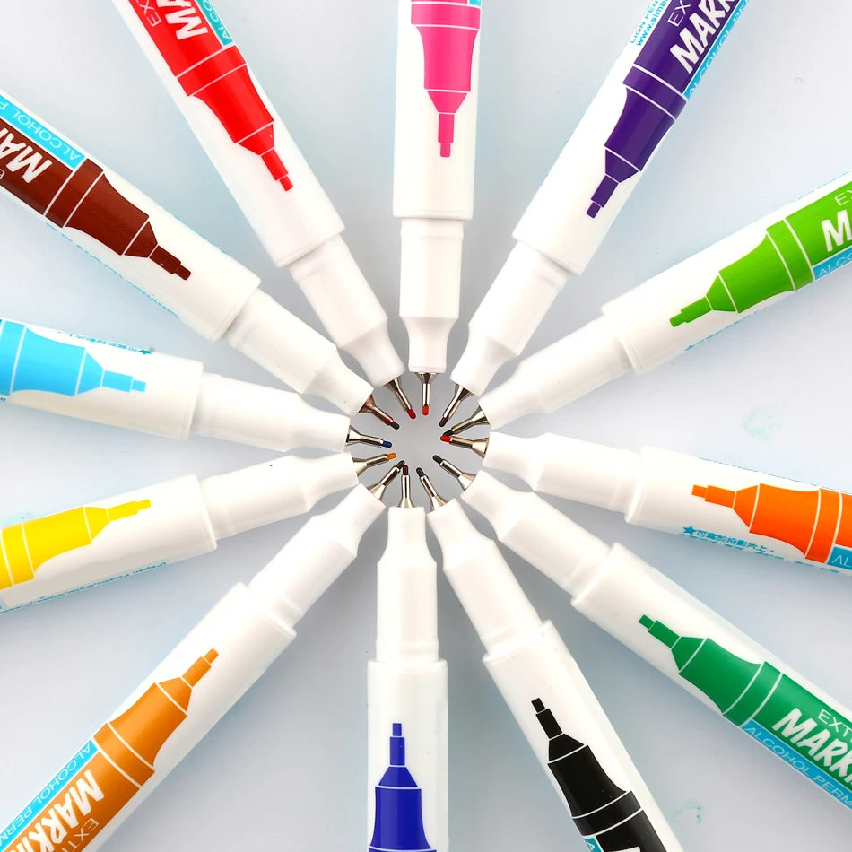 0.5 Mm 12 Colors Marker Pen Extra Fine Alcohol Base Ink Permanent Mark On Film/wood/cloth/metal/glass