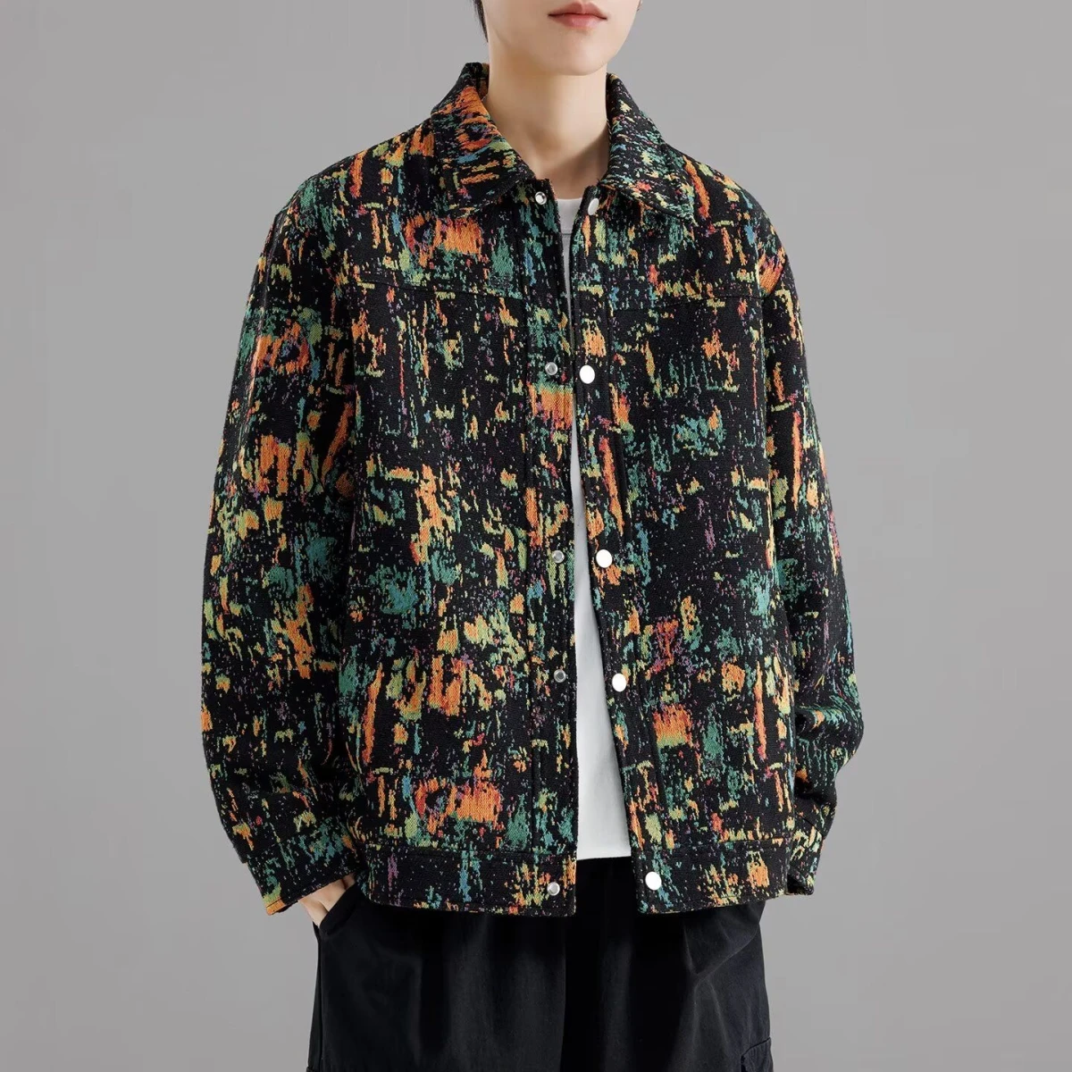 

Мужской облегающий бархатный костюм Тан Jaet, новинка весны, модный универсальный топ на пуговицах, молодежный топ из хлопка и полиэстера