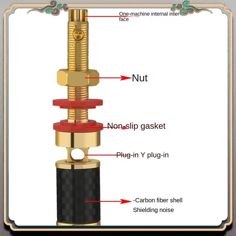 Durable 4Pcs HIFI Audio HIFI Gold Plated Copper Speaker Binding Post Female Banana Jack Connector Long Column Without Welding