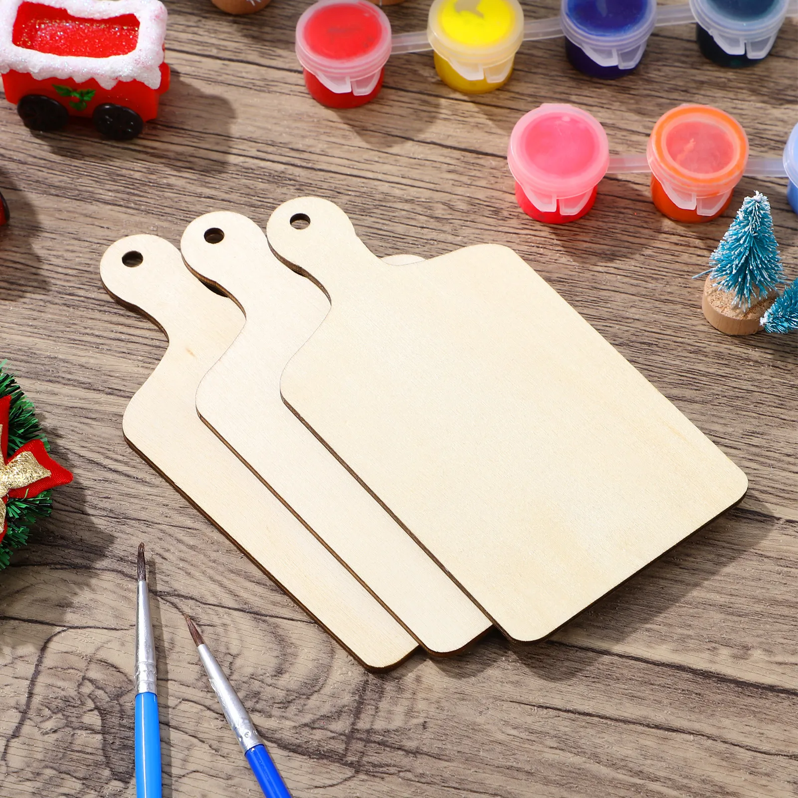 

6Pcs DIY Wooden Tray Blank Unfinished Chopping Boards 4.7x2.4 Inch Bread Cheese Fruit Serving Plates Kitchen Cutting Boards