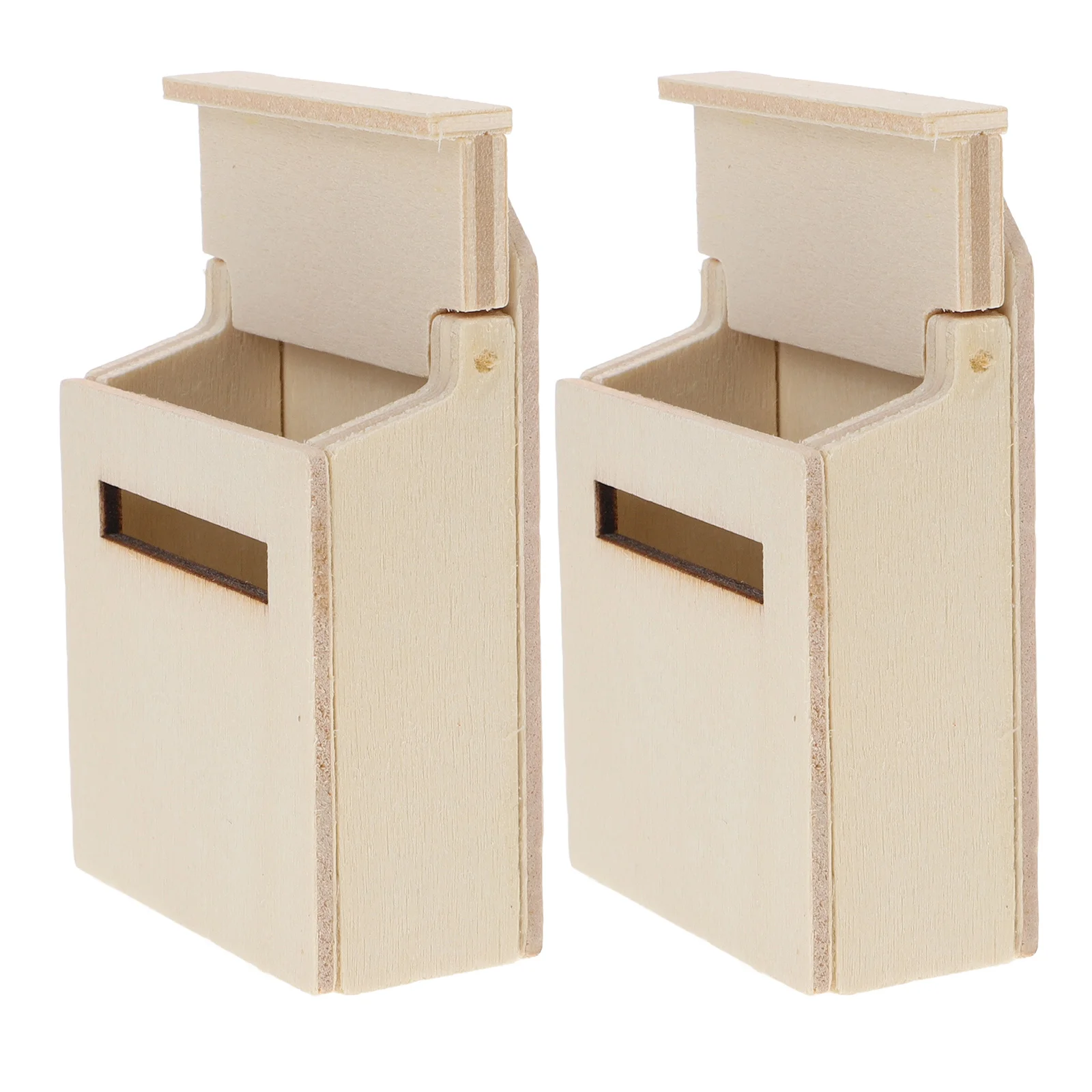 2 Pcs Mini Mailbox Kids Toy Small Cute Room Decor Wooden Miniature Home Vintage Style House Furniture Creative Elegant