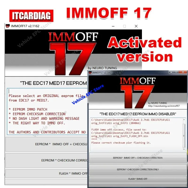 2026 hot sell new  IMMO OFF 17 IMMOFF17 Software Activate Version EDC17 MED 17  Ecu EEPROM  PATCH Checksum Correction To  Flash