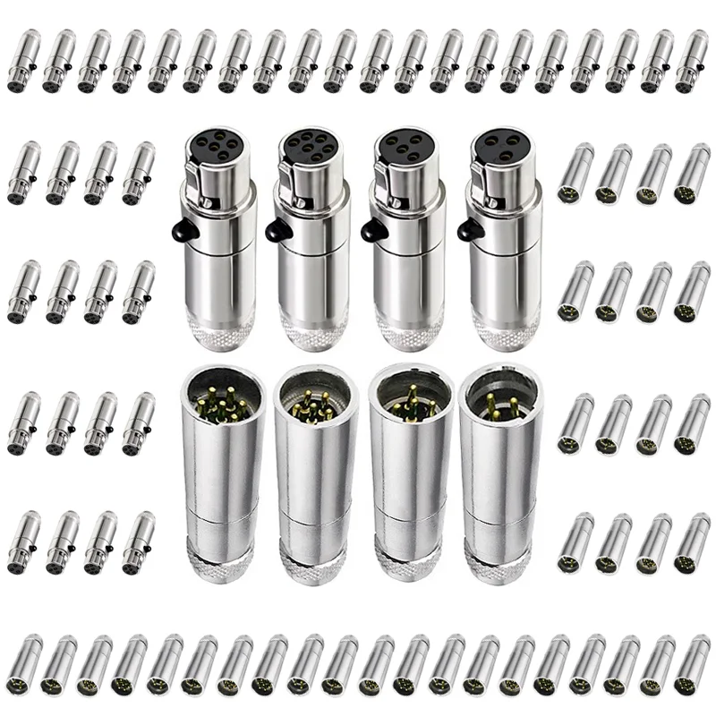 5/20PCS Mini 3 4 5 6 Pins XLR Male Plug/Female Socket Metal XLR Audio Microphone DIY MIC Connector Adapter for Cable Soldering