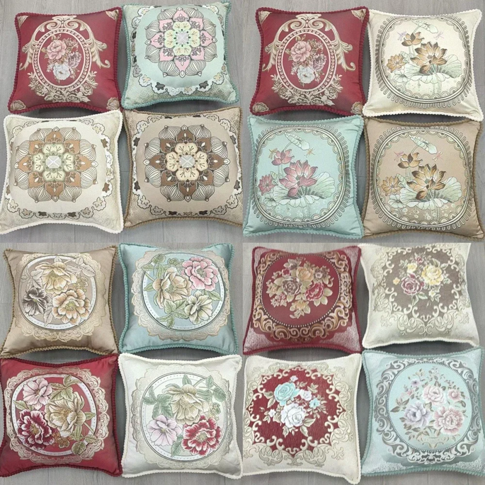 Light luxury Jacquard square waist pillow Nordic model room bedside cushion pillow living room bedroom sofa Throw Back pillow 1