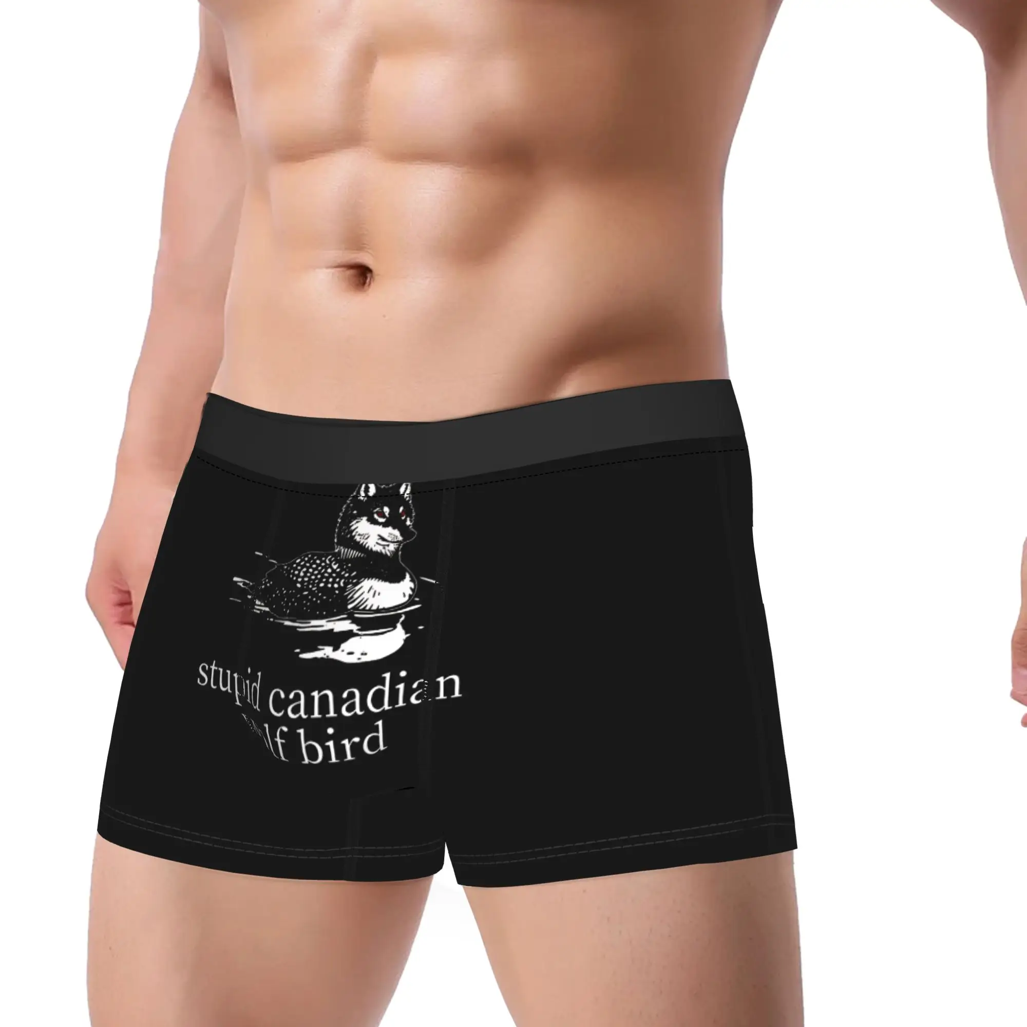

Мужские трусы-боксеры с забавным принтом «Канадский волк-птица», сексуальные, мягкие, M-XXL