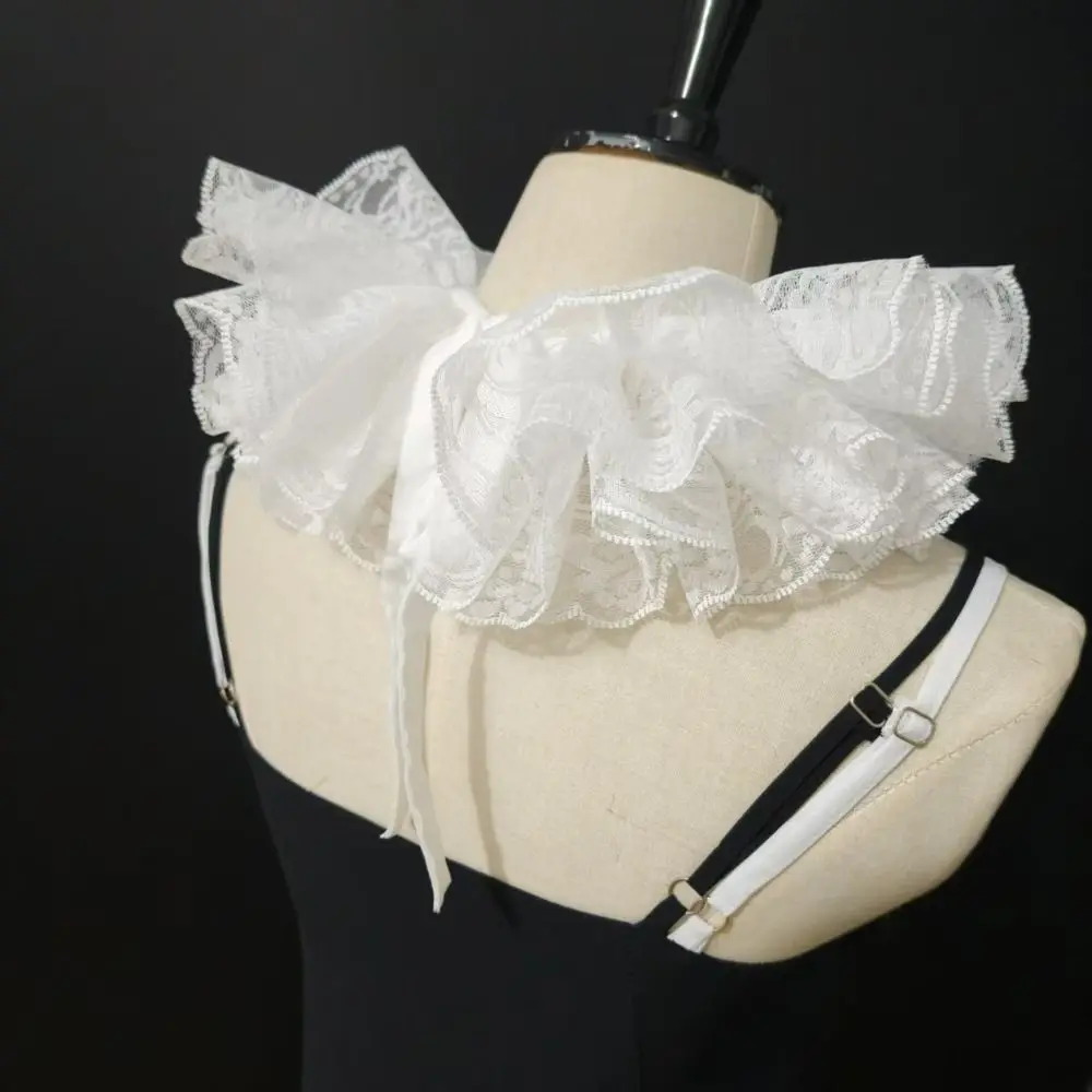 

Ruffled Lace False Collar Detachable Palace Aristocratic Literary Shawl Layered Design Detachable Collar Wedding Accessories
