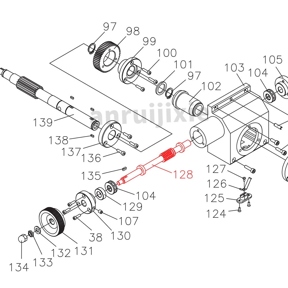 Worm Shaft， for SIEG SX3-128&JET JMD-3&BusyBee CX611&Grizzly G0619 Milling Machine Spare parts