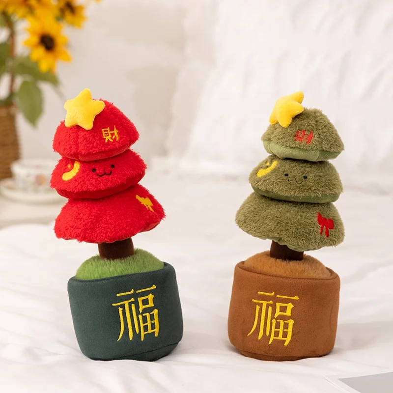 Muñeco de peluche en maceta con planta divertida de alta calidad, tulipán de dibujos animados, flor de melocotón, rosa de loto, árbol de Navidad, juguete de peluche, decoración navideña para el hogar